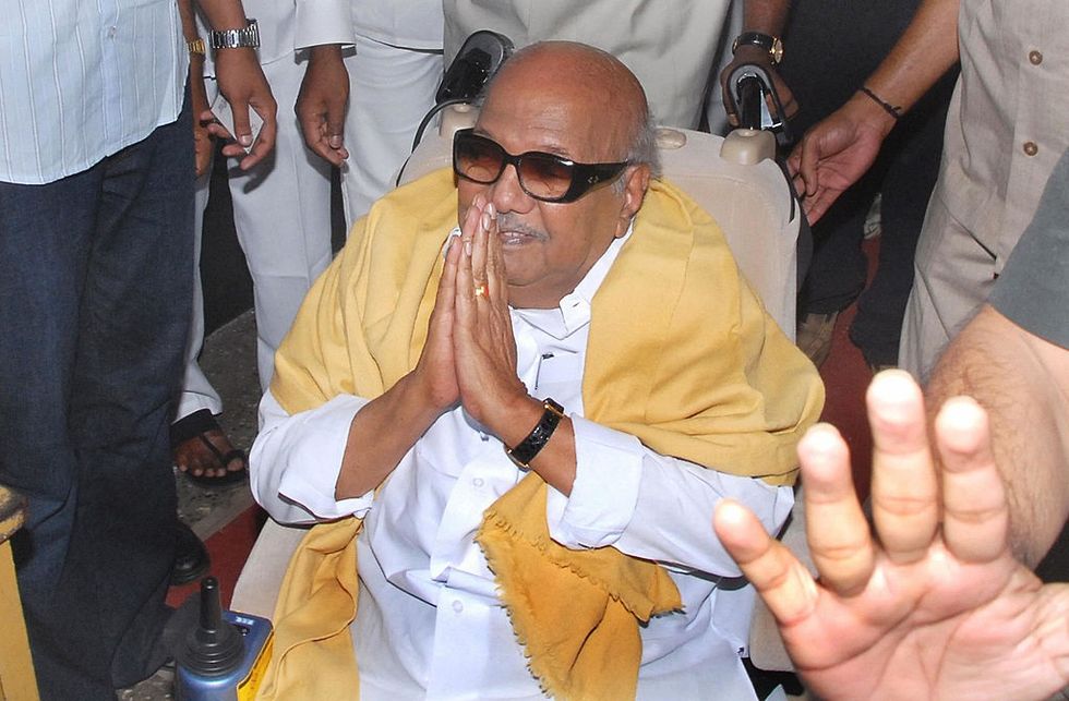 Former Tamil Nadu chief minister M Karunanidhi