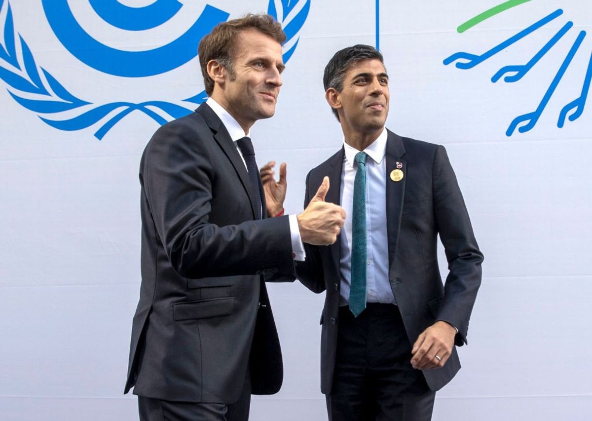 French president Emmanuel Macron and British PM Rishi Sunak