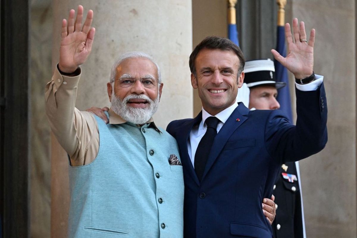 French president Emmanuel Macron and Indian PM Narendra Modi