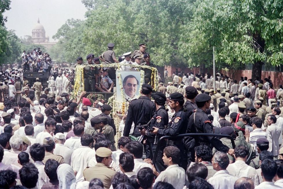Funeral procession for former Indian PM Rajiv Gandhi