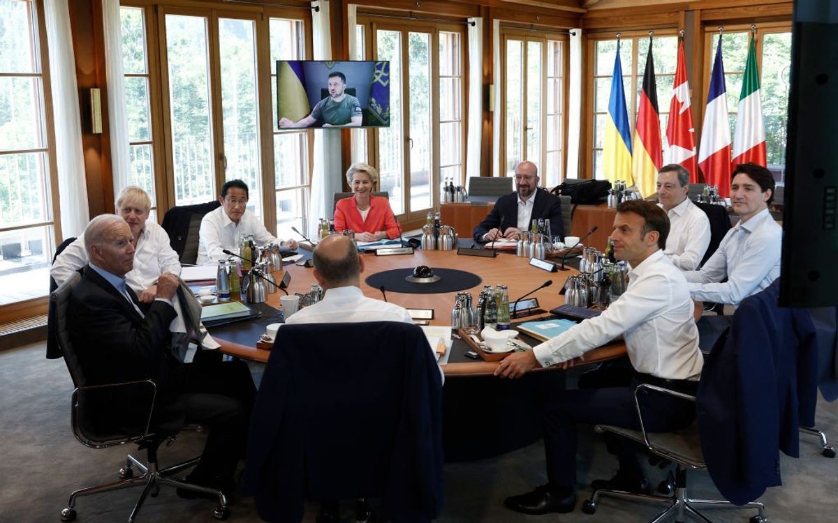 G7 summit talks attended by Ukrainian president Volodymyr Zelensky