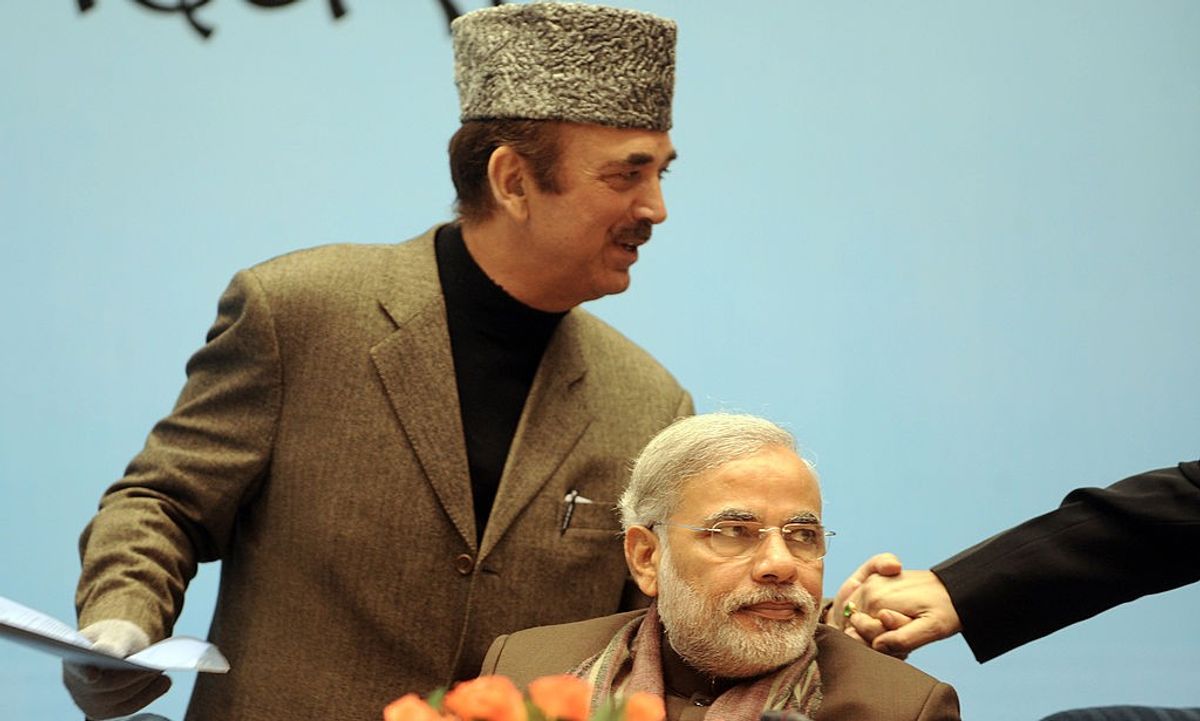 Ghulam Nabi Azad and Indian prime minister Narendra Modi