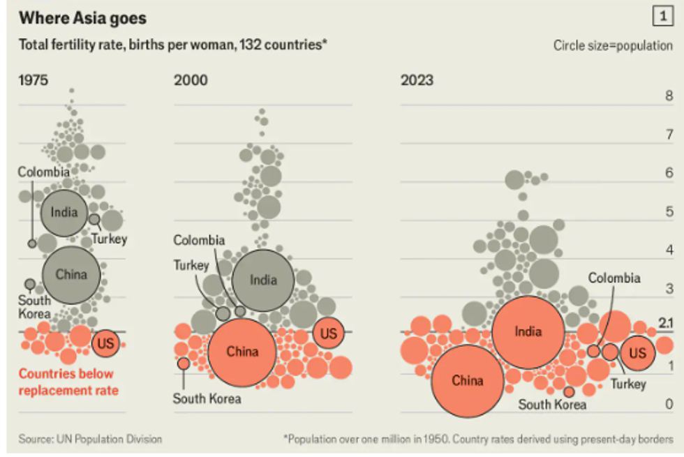 Global birth rate decline humanity shrink