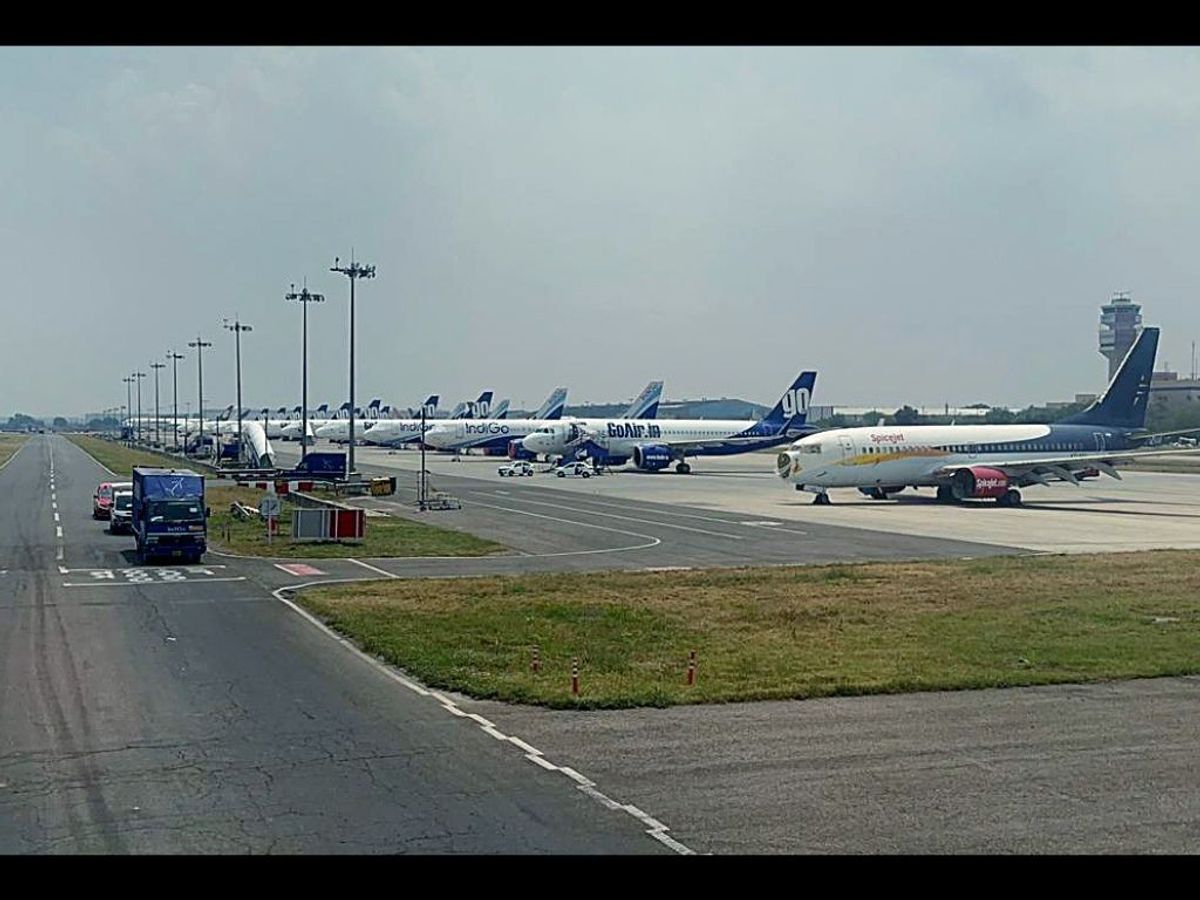 Go First aircraft grounded at Delhi airport after the airline cancelled its flights for May 3, 4 and 5 amid bankruptcy
