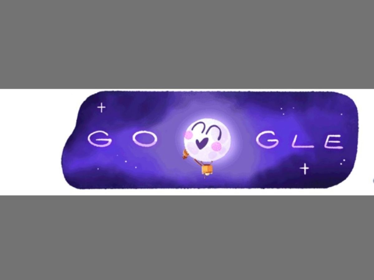 Google doodle celebrating success of India's Chandrayaan-3 landing.