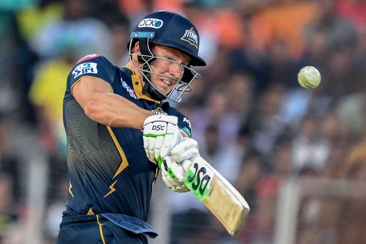Gujarat Titans batter David Miller plays a shot in IPL 2024 against Sunrisers Hyderabad