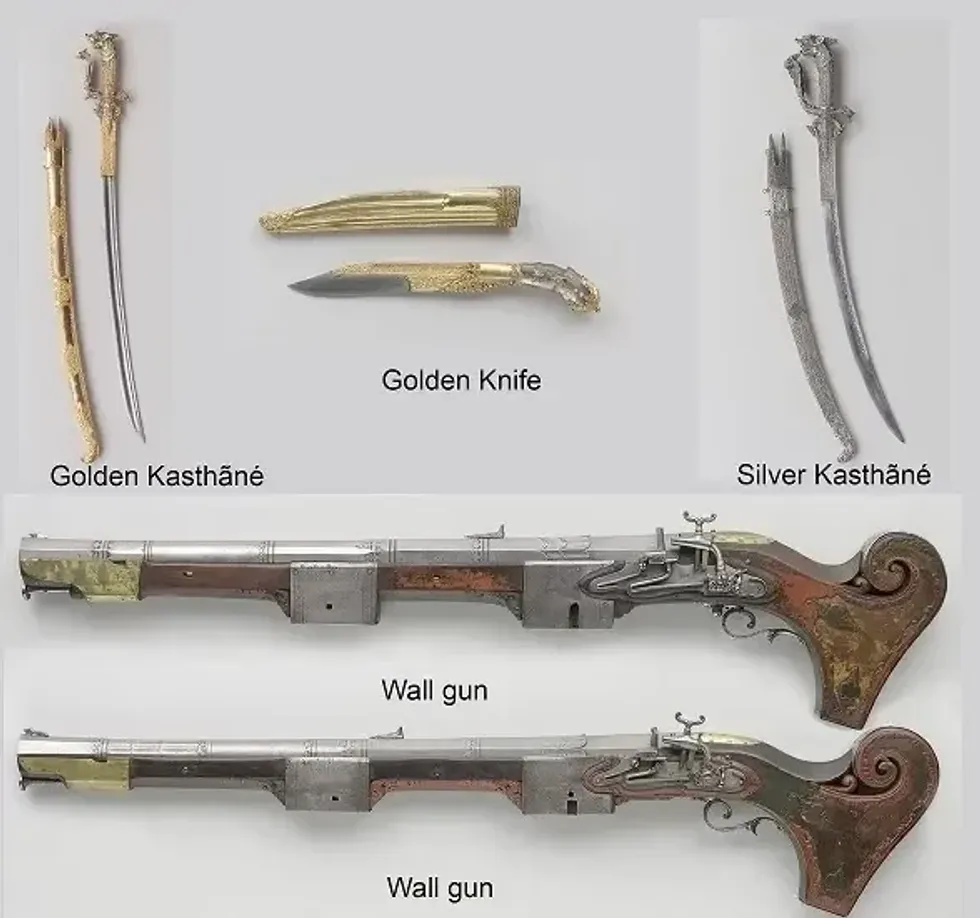 Gun and knives