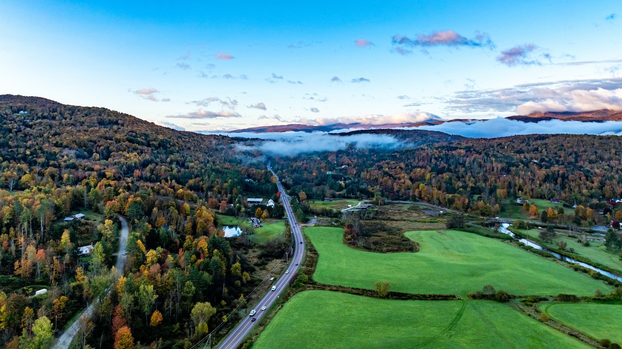 Highway Vermont 100 going through Stowe, Vermont