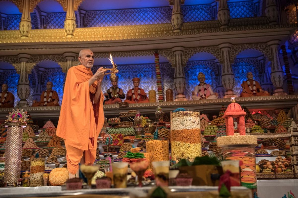 His Holiness Mahant Swami Maharaj at Neasden Temple in London