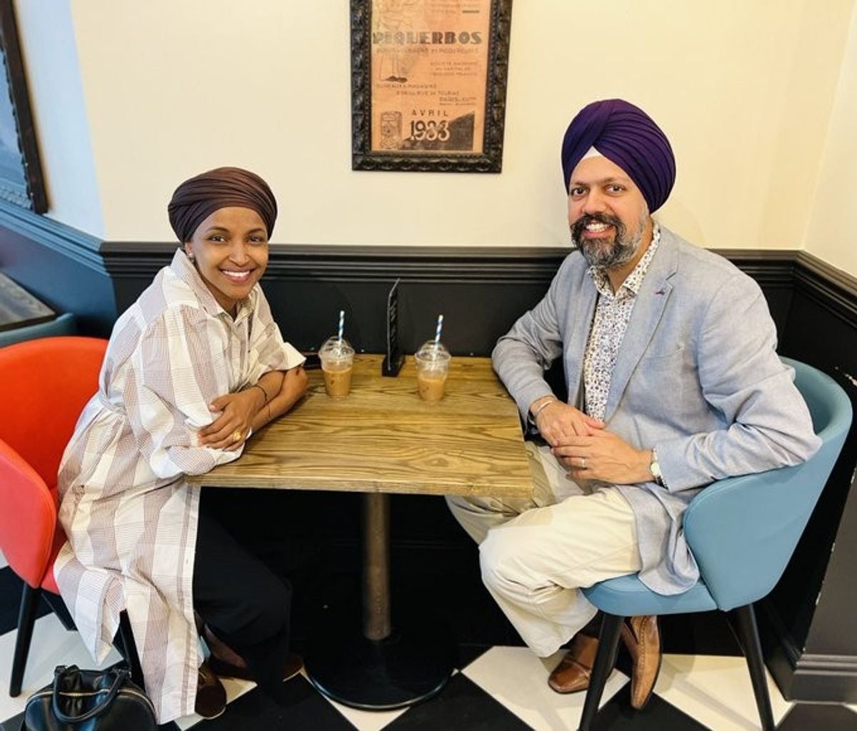 ‘First hijab wearing woman elected to US Congress meets first ever turbaned Sikh elected to any European Parliament’