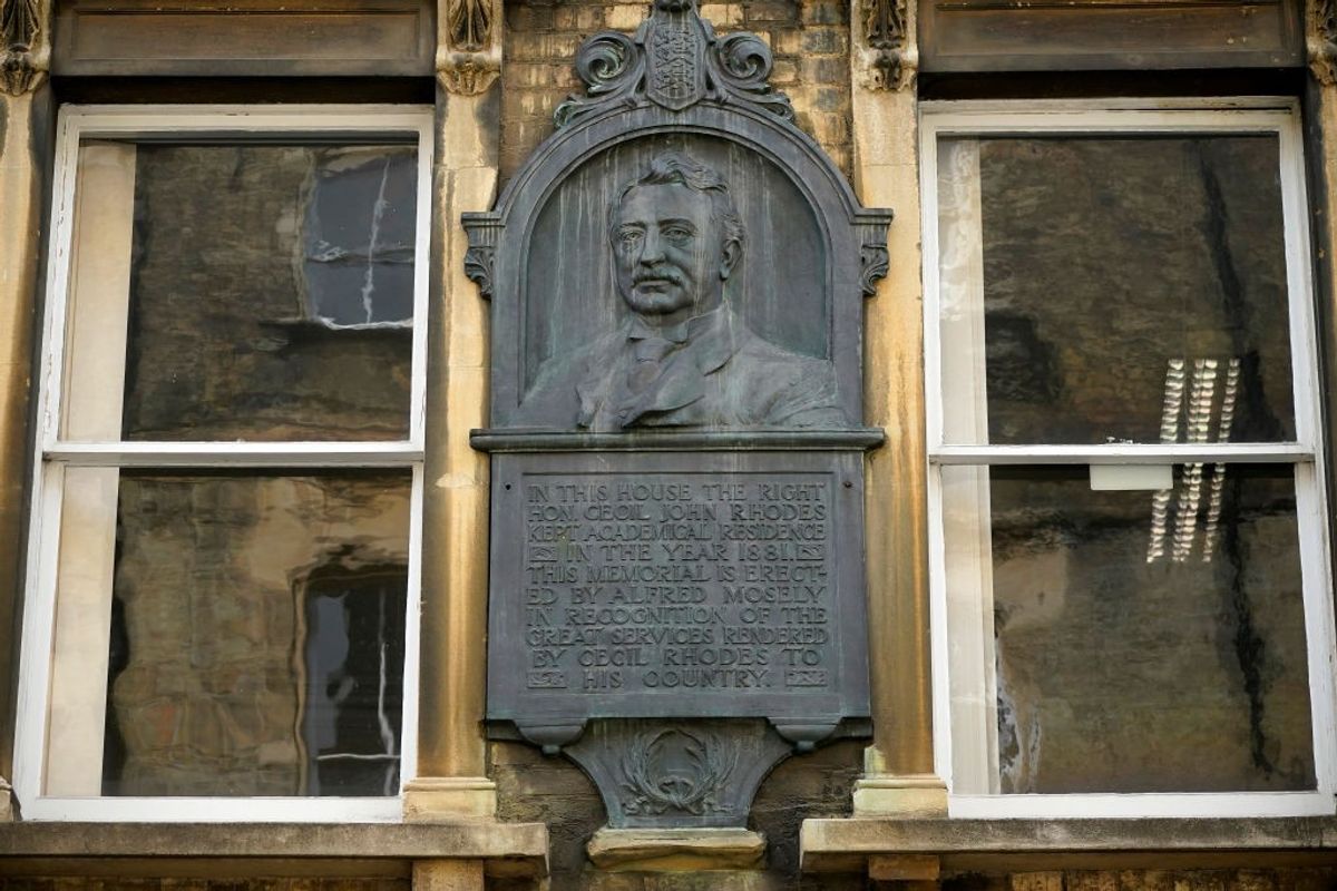 Protest over granting listed status to Cecil Rhodes plaque at Oxford University