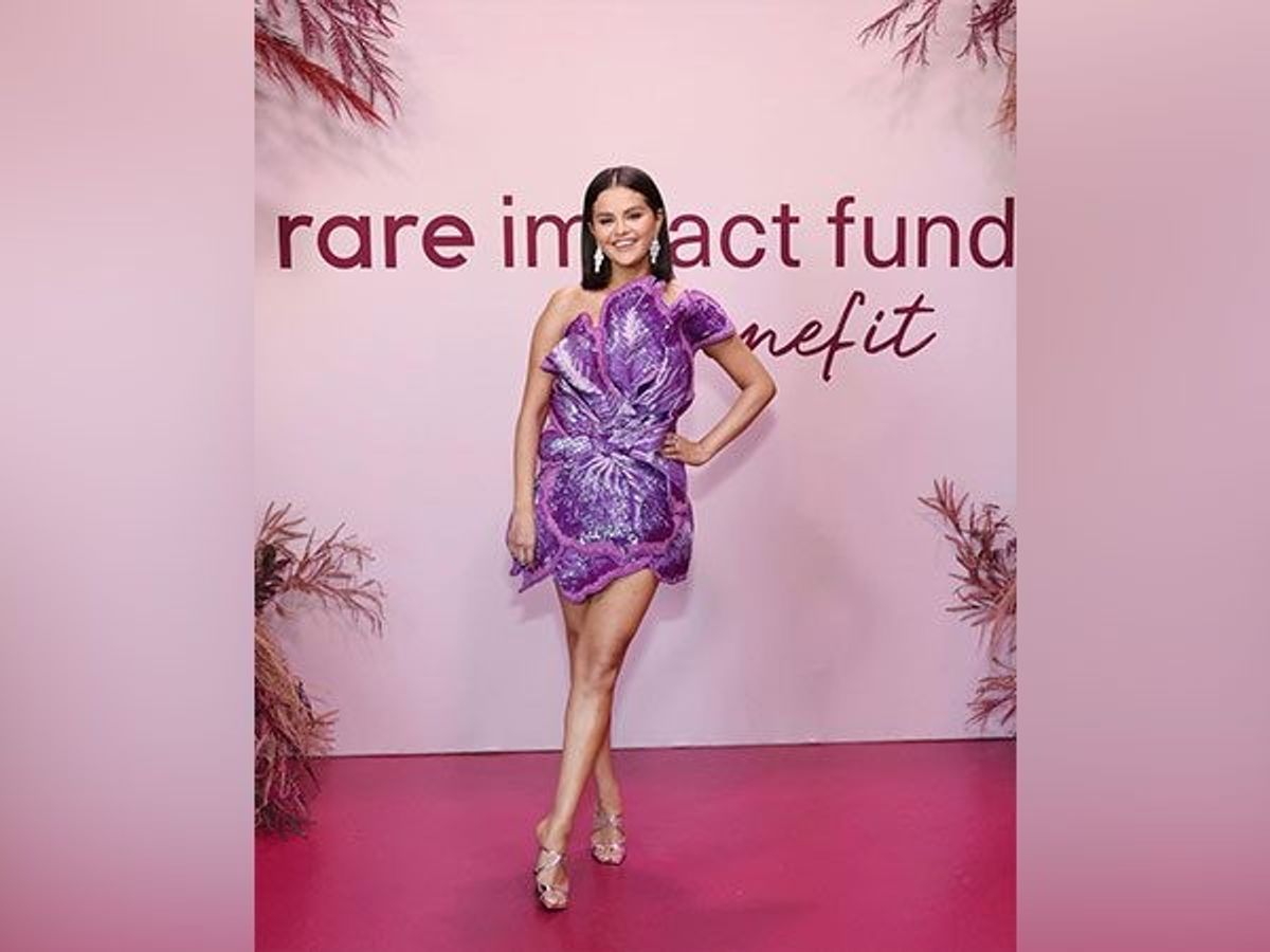 Selena Gomez shines in Indian designer Rahul Mishra’s purple ensemble