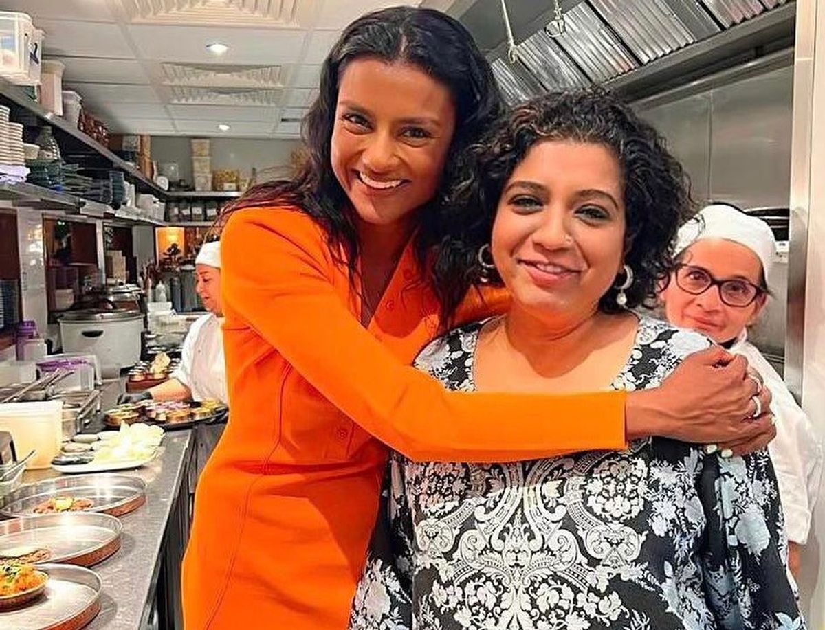 Simone Ashley enjoys a meal at Asma Khan’s all-female kitchen in London