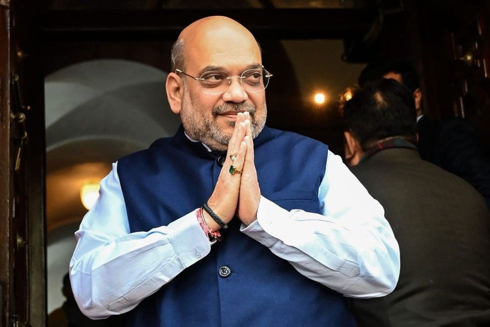 Amit Shah arrives for new Gujarat CM oath-taking