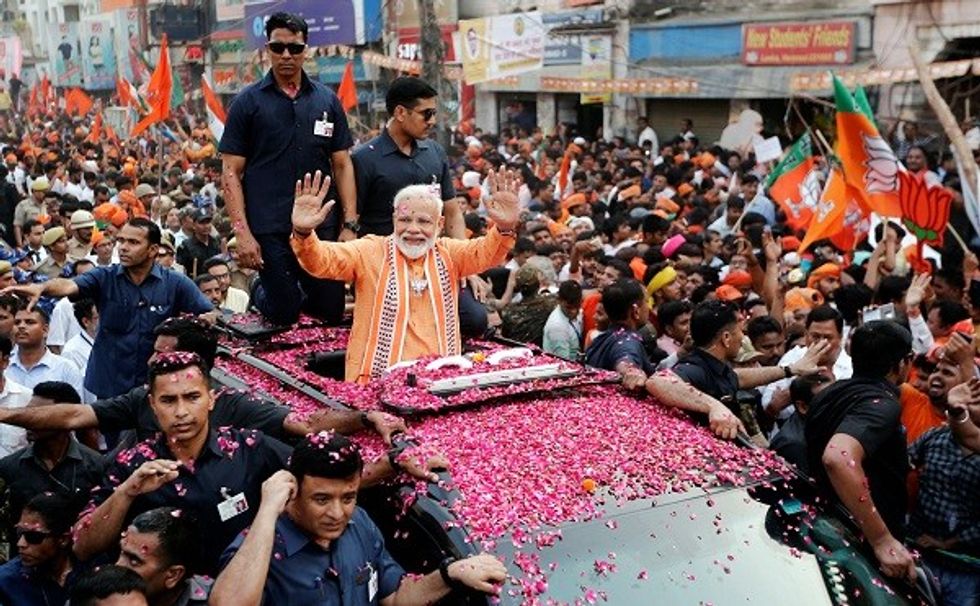 Huge Crowds Greet Modi In His Varanasi Seat