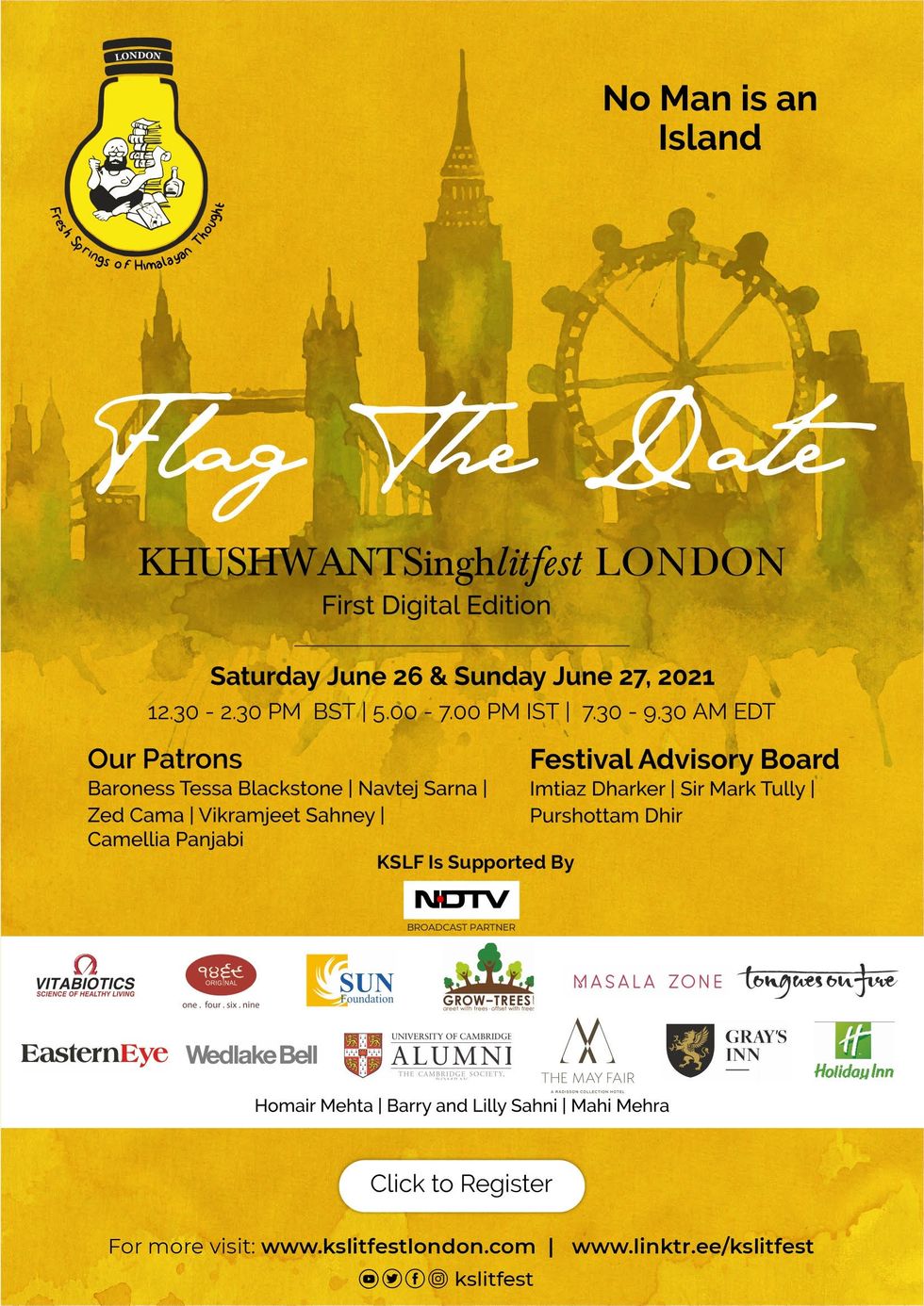 First digital edition of Khushwant Singh Literary Festival, London, on June 26