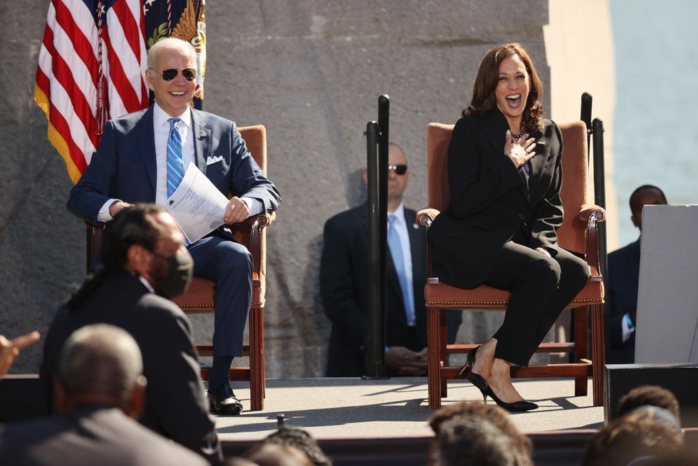 US president Joe Biden, vice president Kamala Harris greet on Diwali