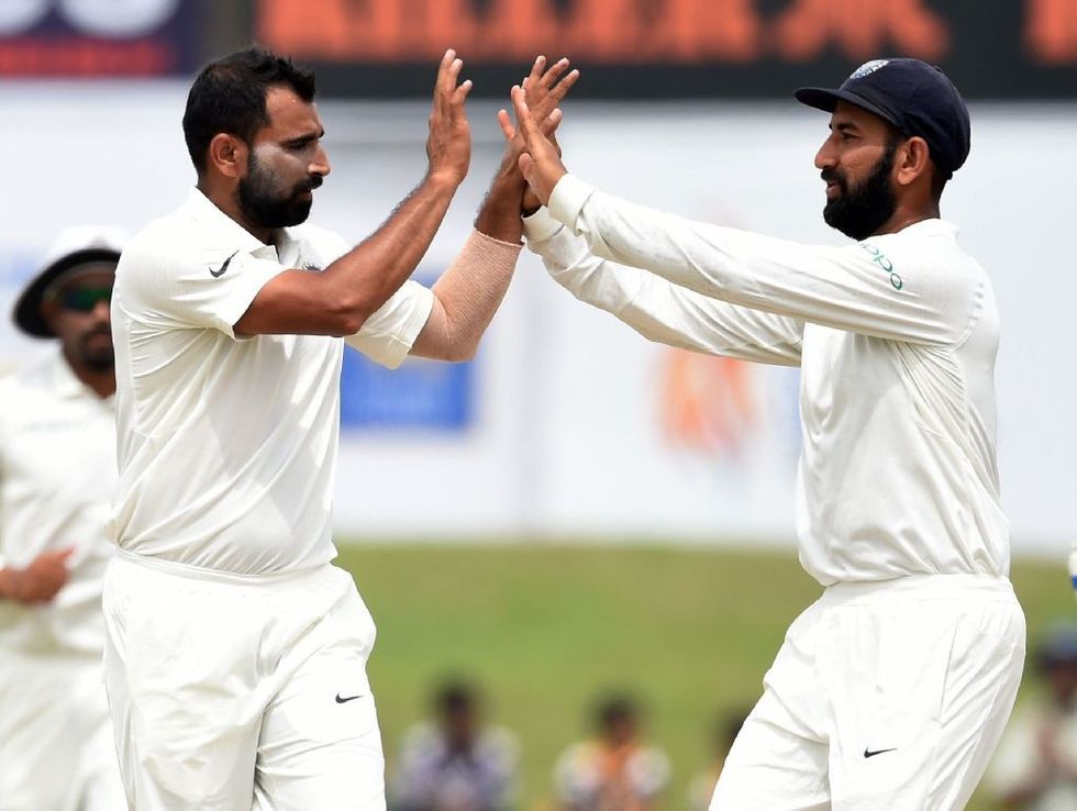 WATCH: Mohammed Shami hugs Cheteshwar Pujara after dismissing fellow Indian in warm-up game