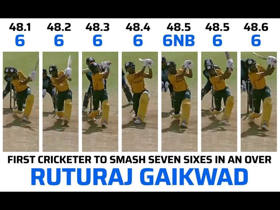 WATCH: Indian batter Ruturaj Gaikwad slams 7 straight sixes in an over