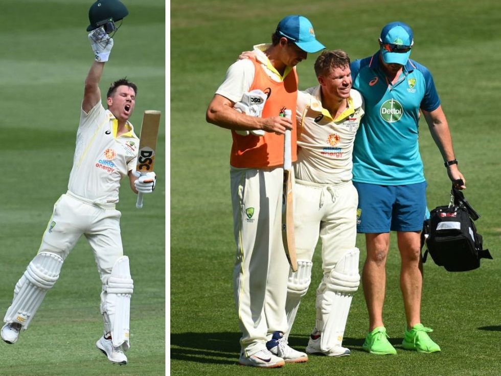 WATCH: Australia batter David Warner injures self with enthusiastic leap after double ton, retires hurt