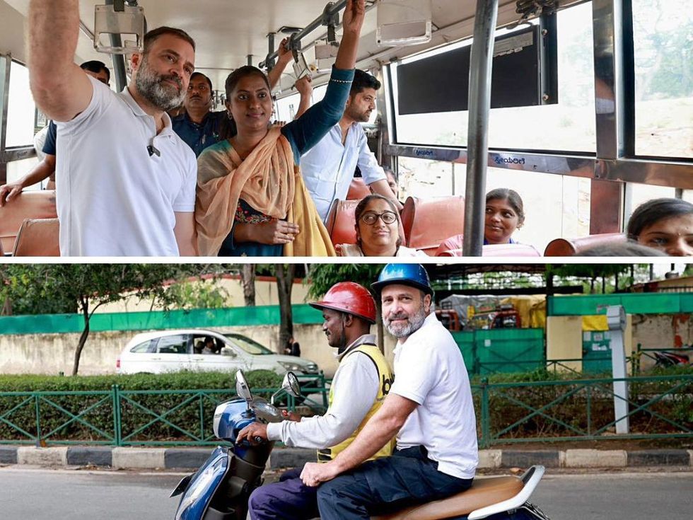 WATCH: Rahul Gandhi campaigns on bus, scooter for Karnataka elections