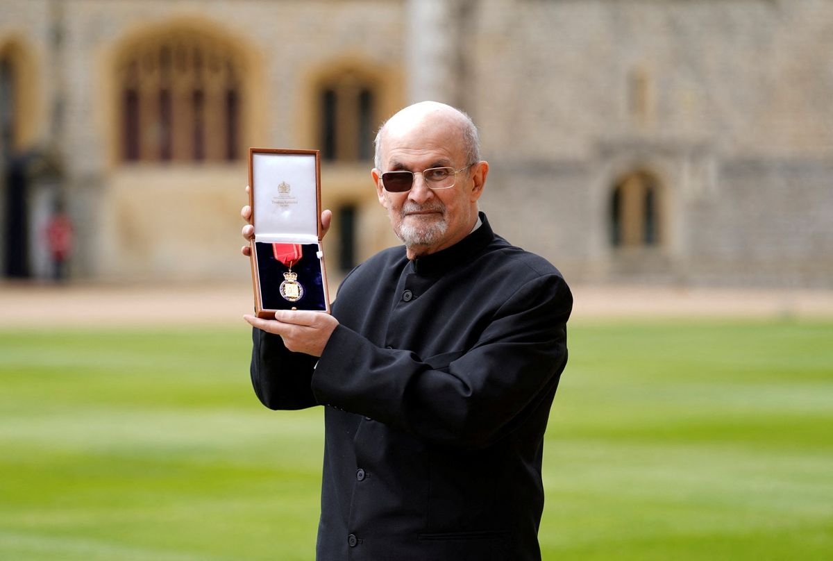 Salman Rushdie collects royal honour at Windsor Castle