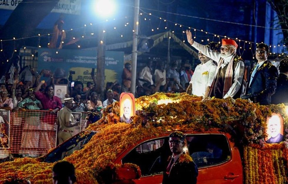 Modi holds massive roadshow in Kerala, India's only communist state, ahead of general elections