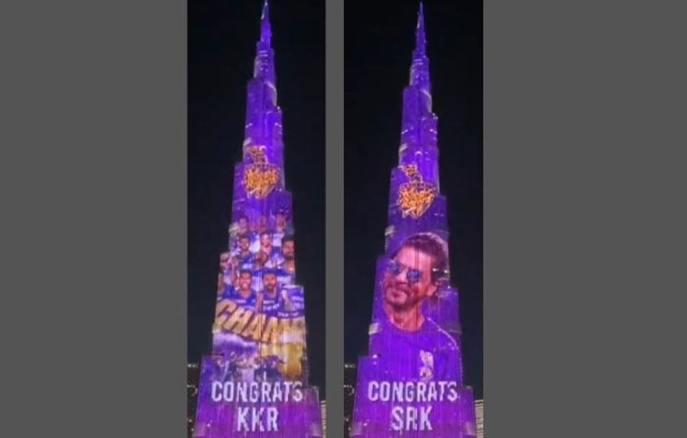 IPL champions KKR, co-owner Shah Rukh Khan lit up Burj Khalifa; WATCH