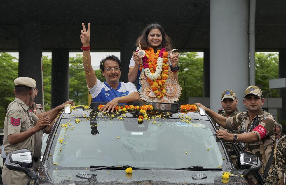 Manu Bhaker arrives home to enthusiastic reception