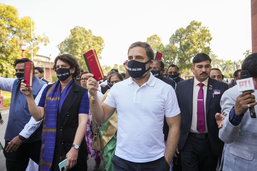 Adani issue: Opposition MPs take out protest march in Parliament