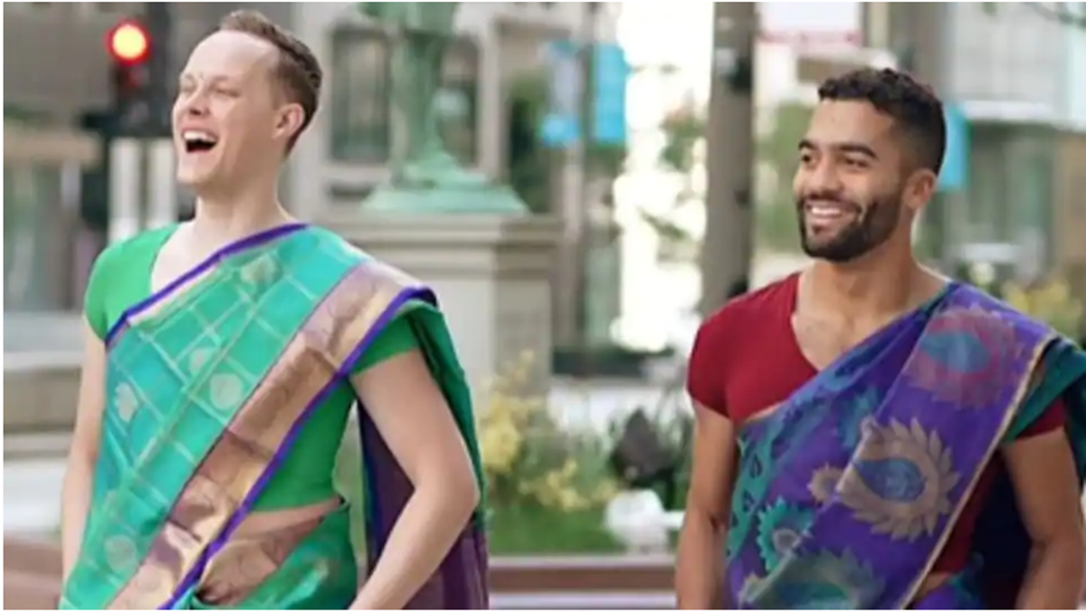 Viral video: US men dress up in sarees and put on bindis to attend Indian best friend’s wedding