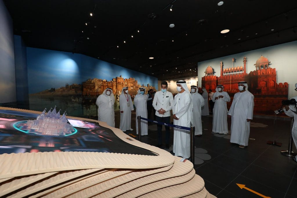 UAE deputy PM visits BAPS temple model at Expo 2020