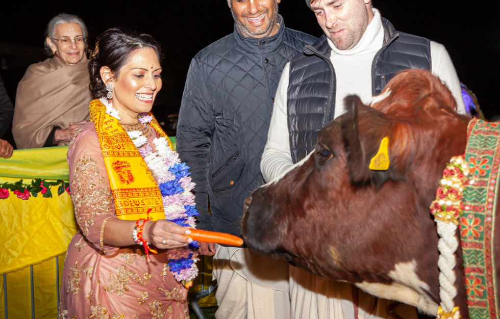 UK home secretary Priti Patel celebrates Diwali at Watford ISKCON temple