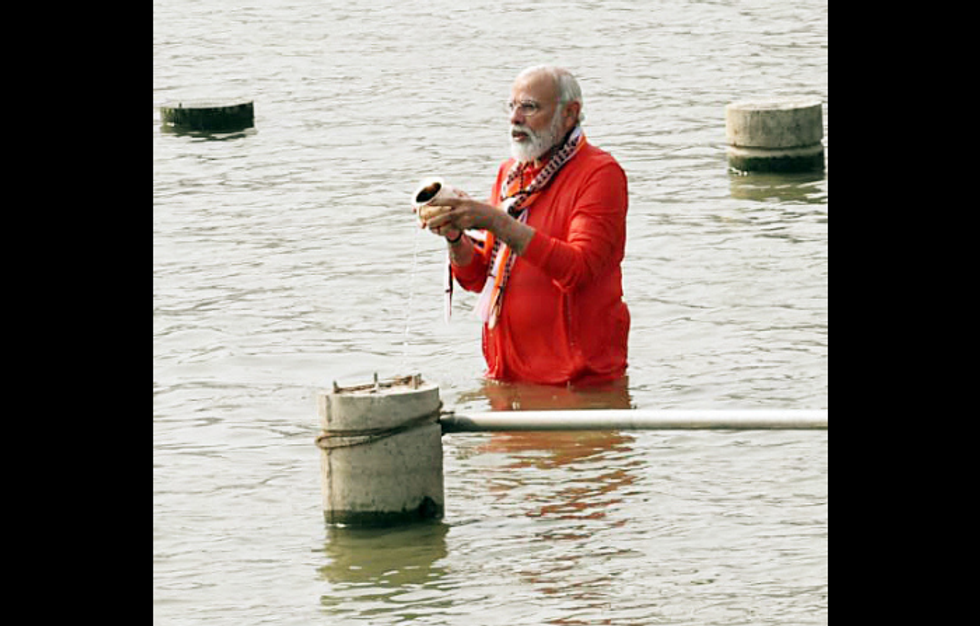 Modi inaugurates temple project in own constituency Varanasi
