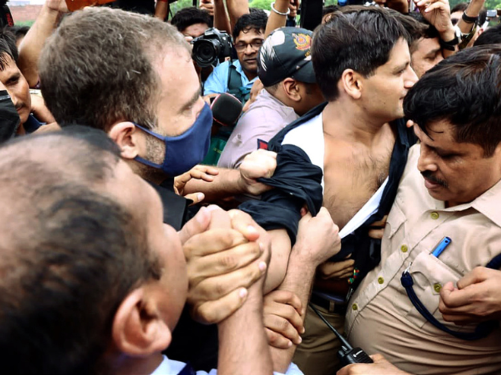 Did Rahul Gandhi tear his own party MP's shirt to make anti-Modi protests look genuine?