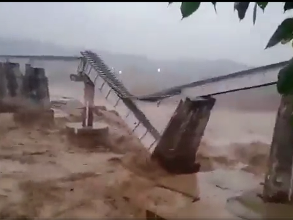 WATCH: Railway bridge in India collapses like a house of cards in heavy rain