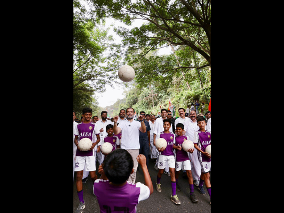 Rahul Gandhi plays football with kids in Kerala even as Indian opposition Congress faces crisis in Rajasthan