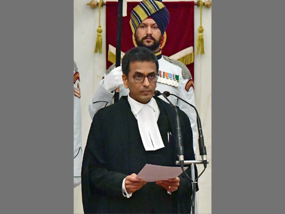 Justice Chandrachud sworn in as India's 50th chief justice; Modi wishes him 'fruitful tenure'