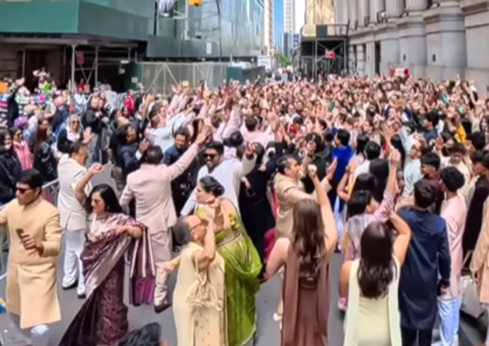 Baraat lights up Wall Street: Indian wedding party dances through New York in viral video