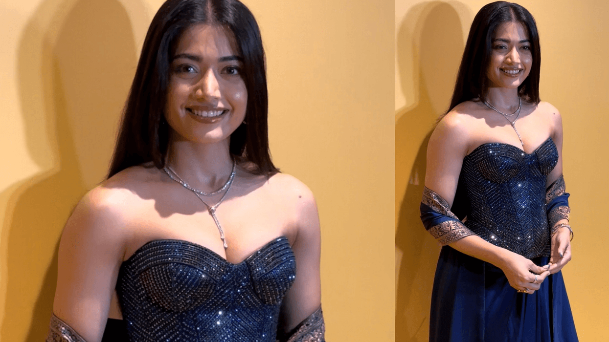 Rashmika Mandanna gives her dazzling Swarovski bodice an unexpected Banarasi twist