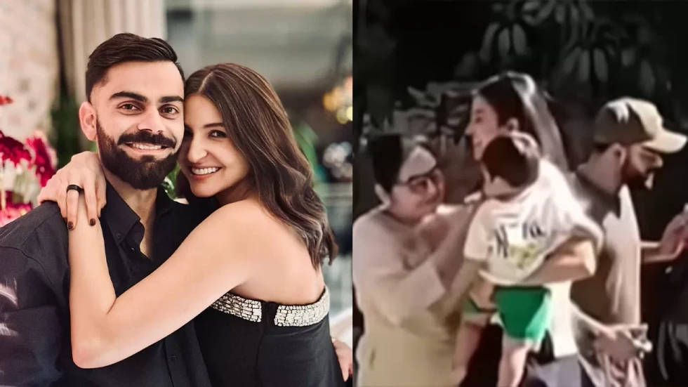 Anushka Sharma holds baby Akaay as Vamika looks on: Family moment with Virat Kohli goes viral | Watch video