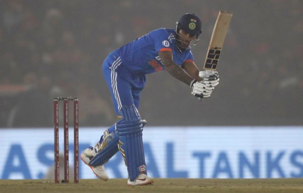India batter Shivam Dube plays a shot during the 1st T20I against Afghanistan in Mohali
