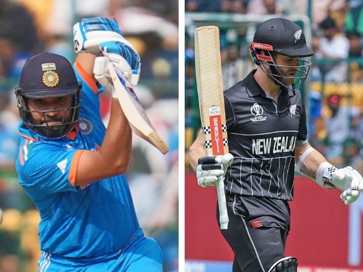 India captain Rohit Sharma (L) and New Zealand captain Kane Williamson