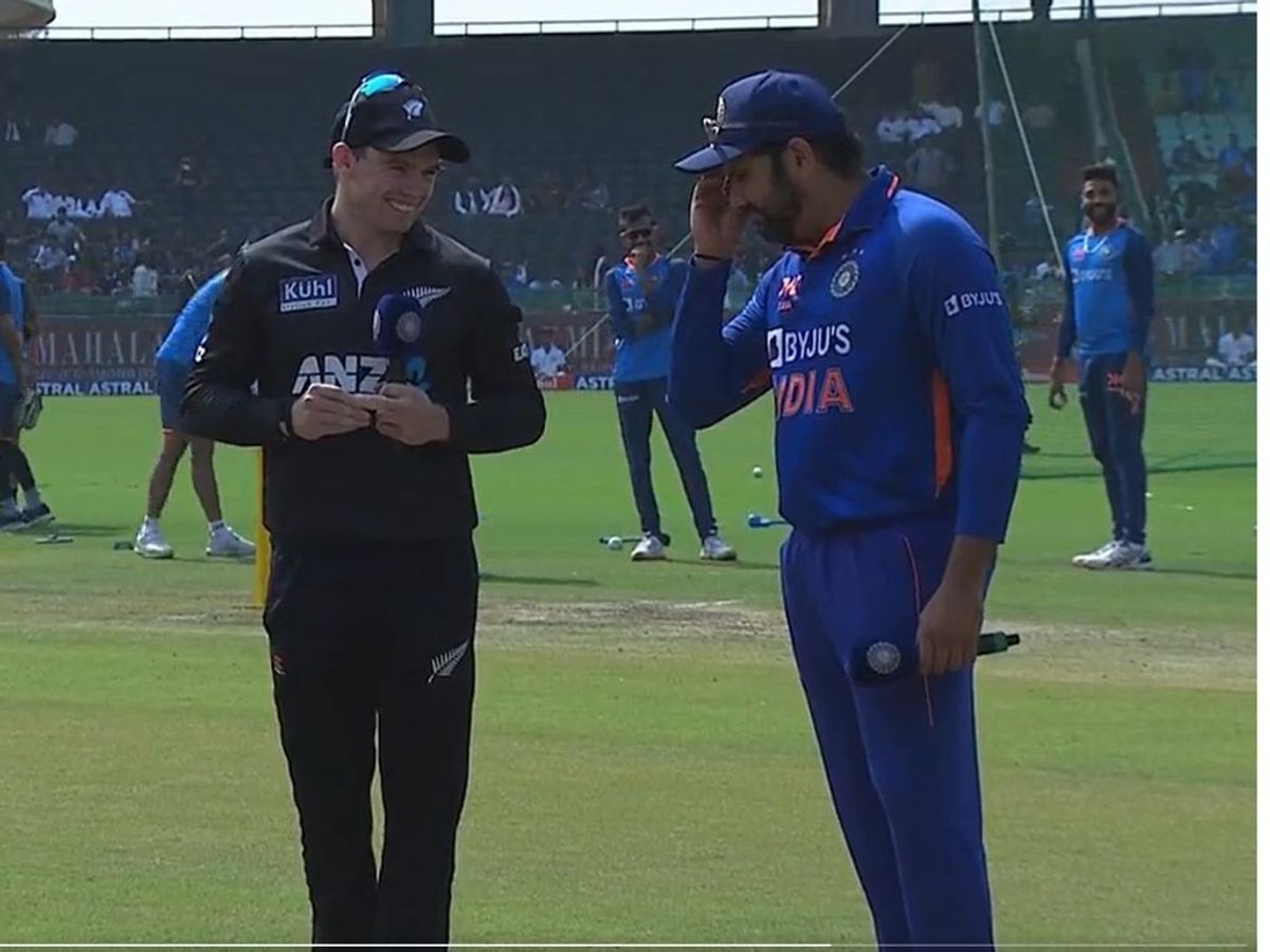 India captain Rohit Sharma tries to recall his decision after winning the toss in the second one-day international against New Zealand