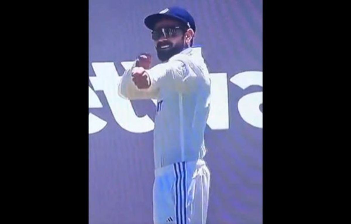 India cricketer Virat Kohli does bow and arrow gesture on cricket field