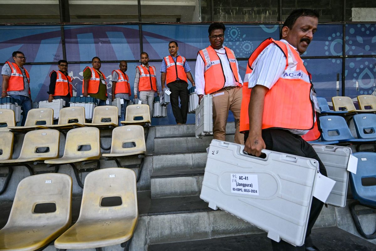 India election officials in Delhi ahead of general elections 2024