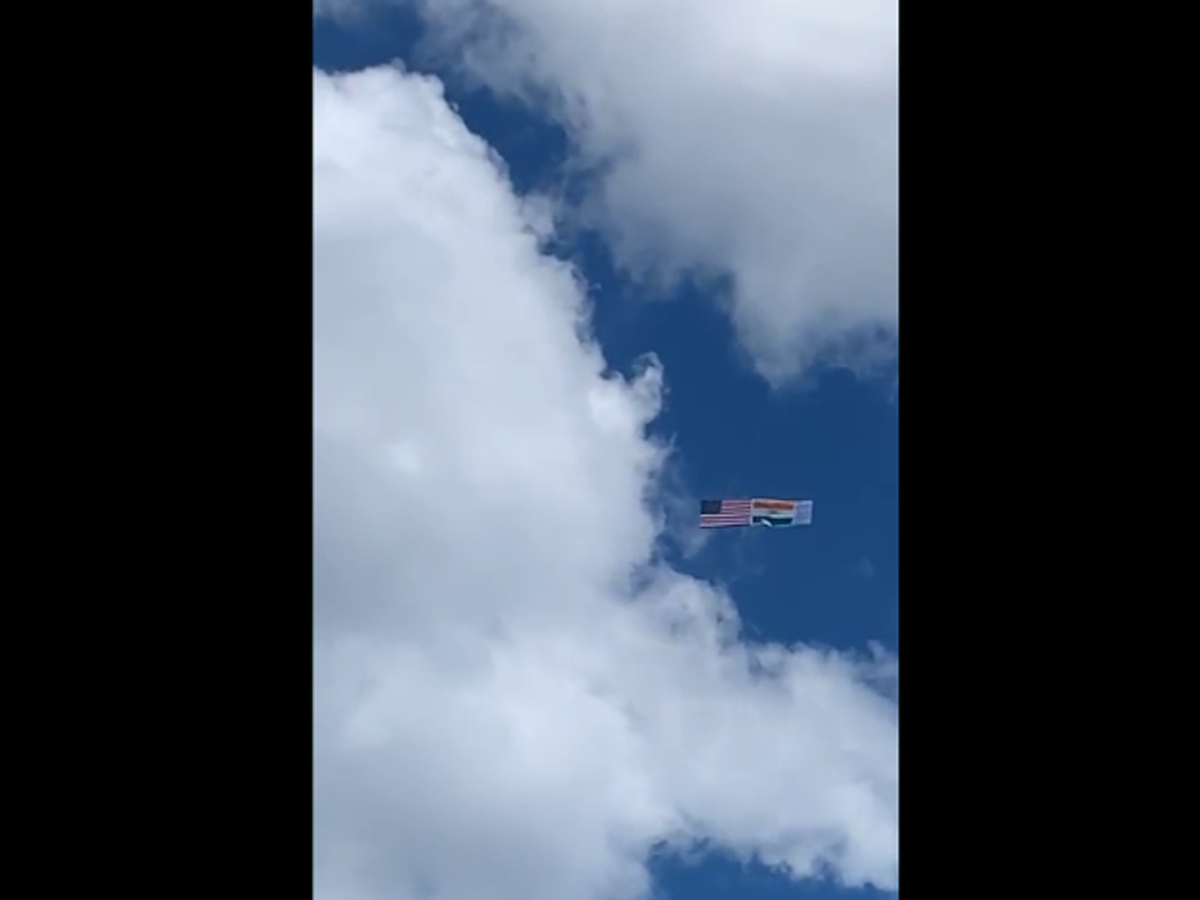 India flag in Boston sky