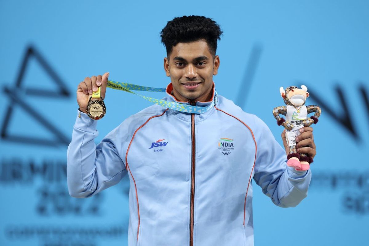 India gold medal winning weightlifter Achinta Sheuli at Commonwealth Games 2022