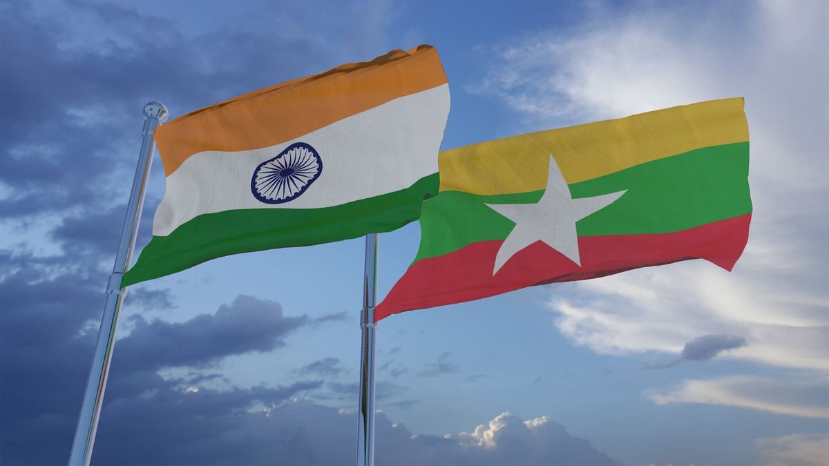 India, Myanmar flags