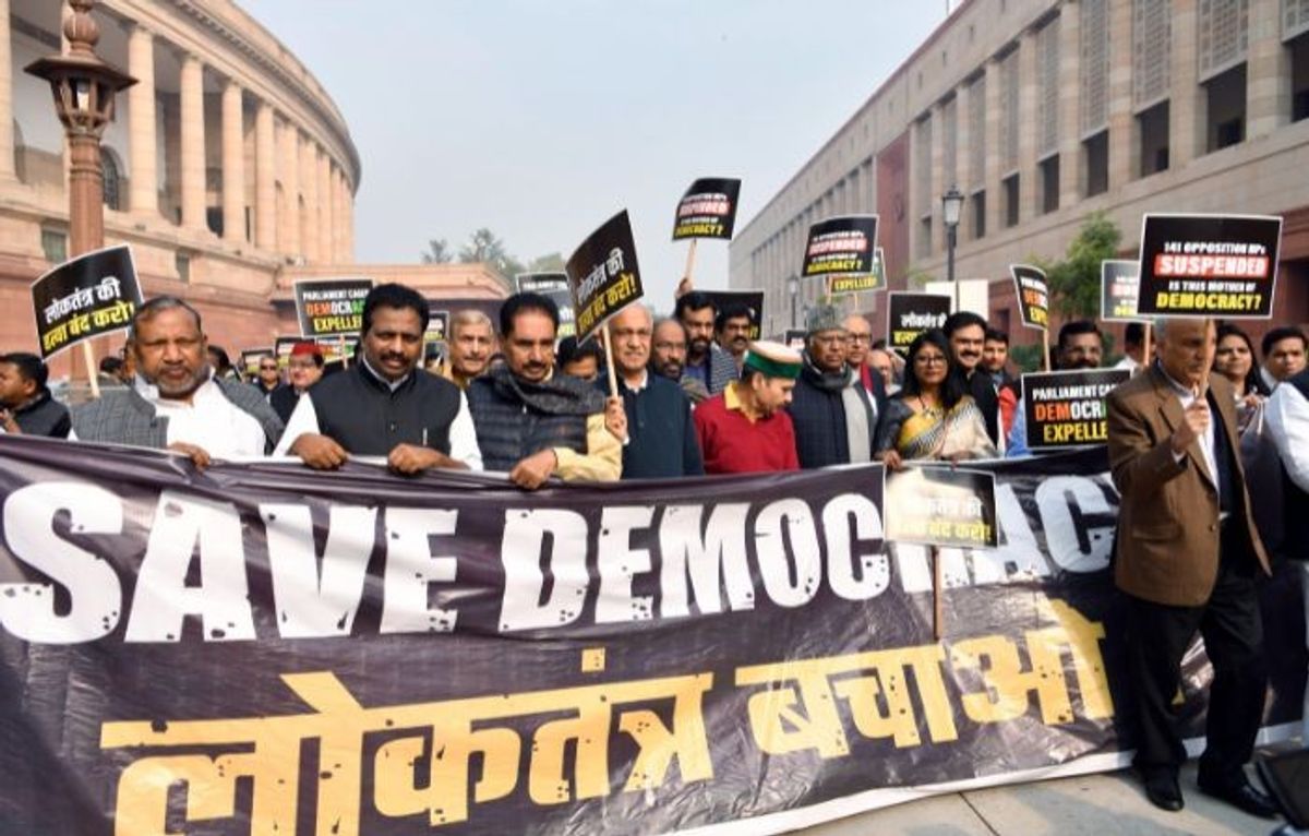 India opposition MPs protest